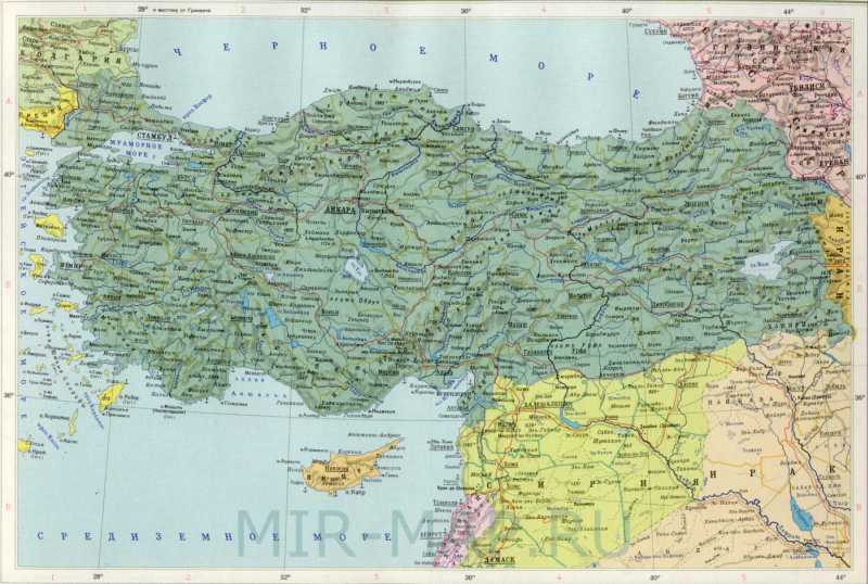 Карта Турции. Политическая карта Турции на русском языке