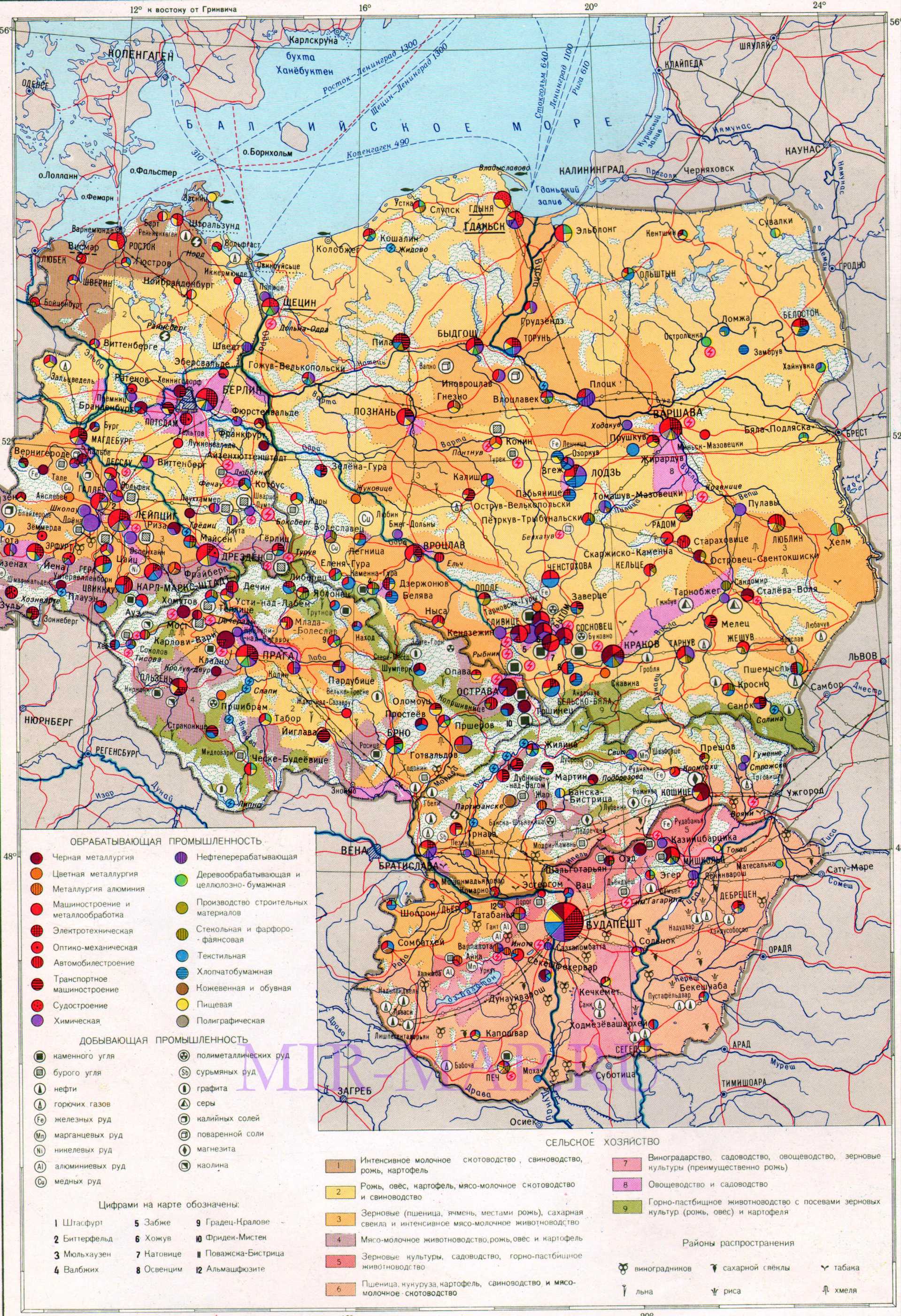 Экономическая карта Польши, Венгрии, Чехии, A0 - 
